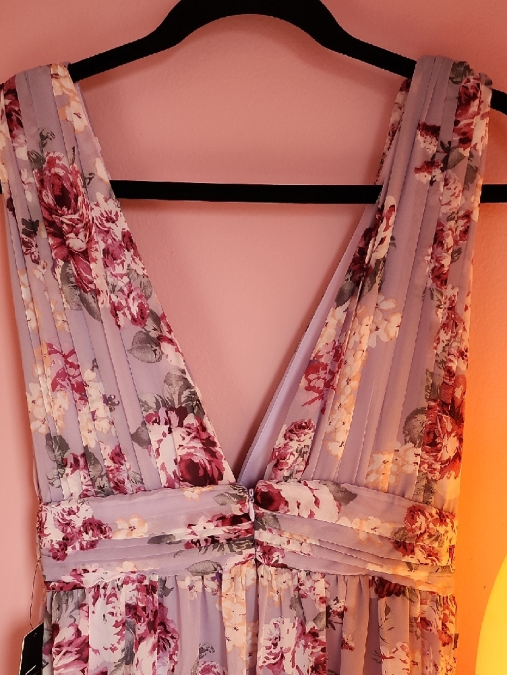 Lulu's Lavender Blush Floral Maxi Dress with Pink Rose Print - Picture 9 of 11
